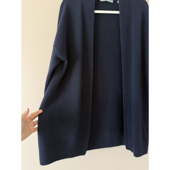 Vince 100% Cashmere Navy Open Front Cardigan Cozy Loungewear Winter Preppy M - Picture 5 of 9